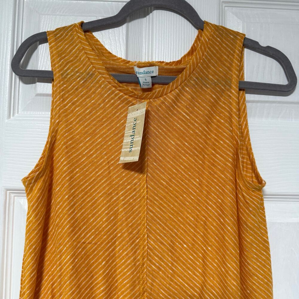 Sundance New Women's 100% Linen Yellow Striped Mary Kate Tank Top Size Small - Picture 2 of 12
